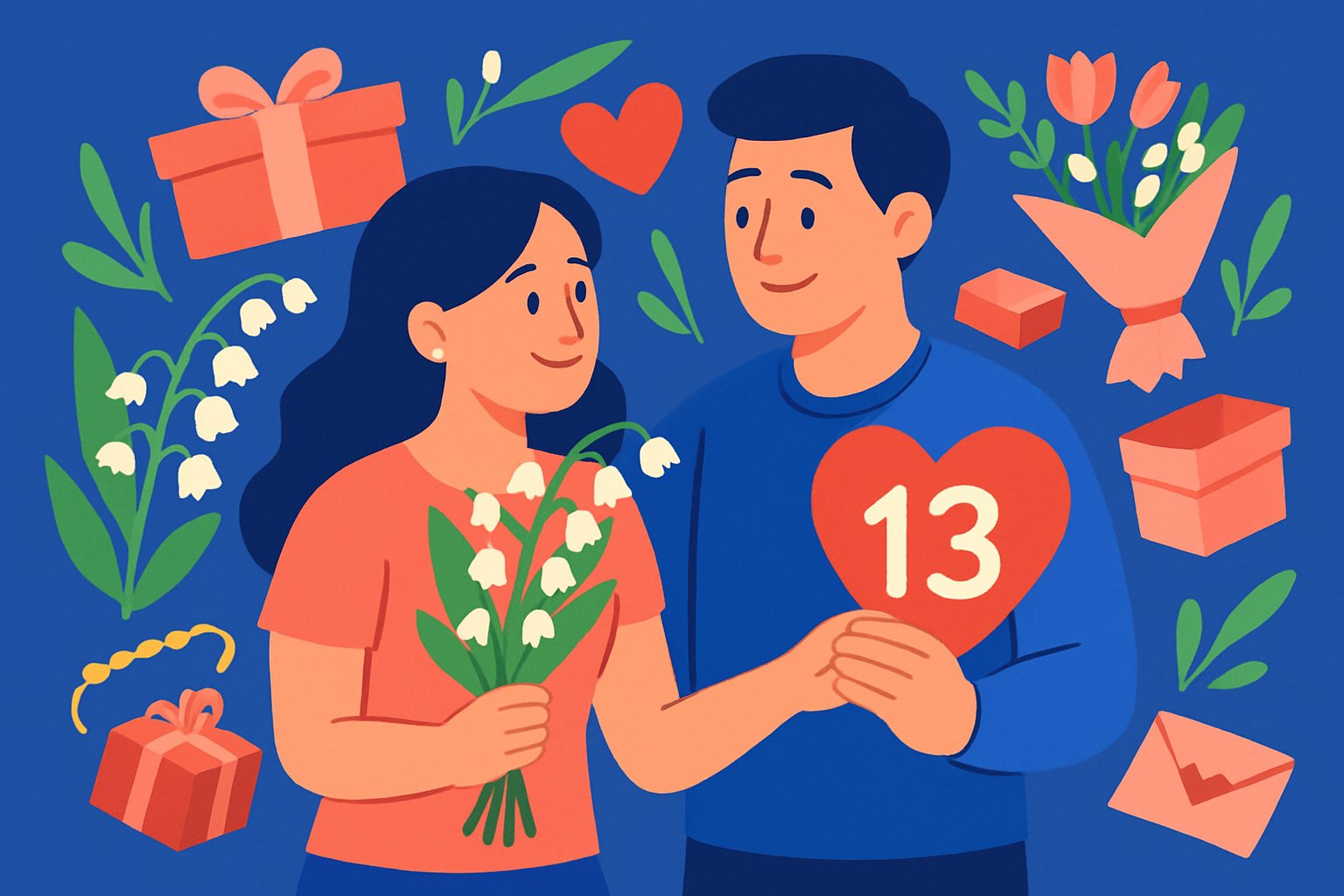 Noces de muguet : 30 idées et cadeaux pour célébrer vos 13 ans de mariage